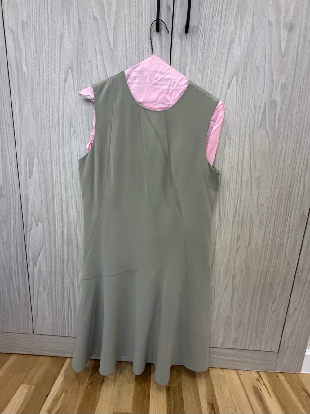 Theory Olive Green Midi Dress with Pink Lining